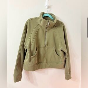 💖Olive green Scuba Dupe 1/4 Zip Sweater